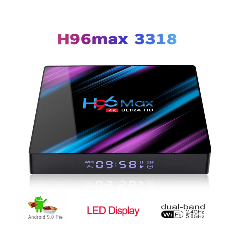H96 max 3318 телеприставка ТВ android 9 4k H96max 2g 4g ram 16g 32g 64g rom Rockchip RK3318 с светодиодный дисплей
