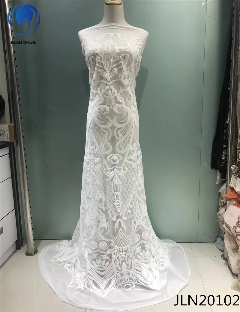 BEAUTIFICAL Золотой кружевной ткани Золото Тюль кружевная ткань чистая с пайетками