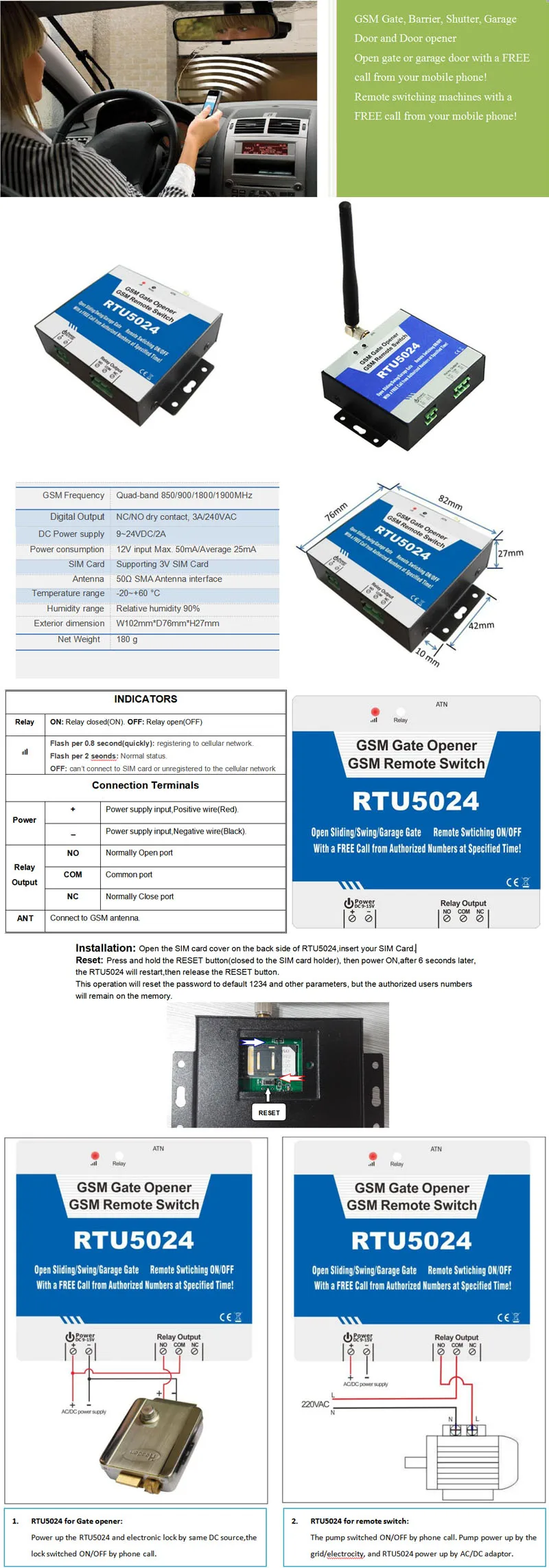 GSM гаражные ворота открывалка RTU5024 авторизованный 200 пользователей несколько приложений(шлагбаум/барьеры/ставни/двери доступа или машины