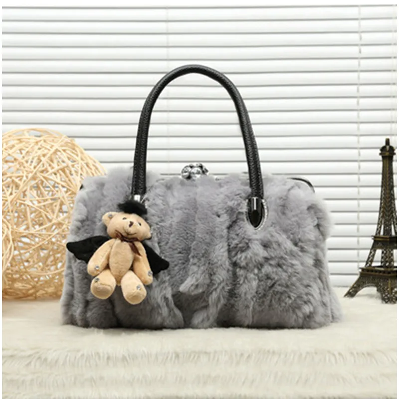 

New Winter Real Fur Bags Women 2018 Designer handbags high quality Shoulder Bag Diamonds Crossbody bags for women Tote Bag