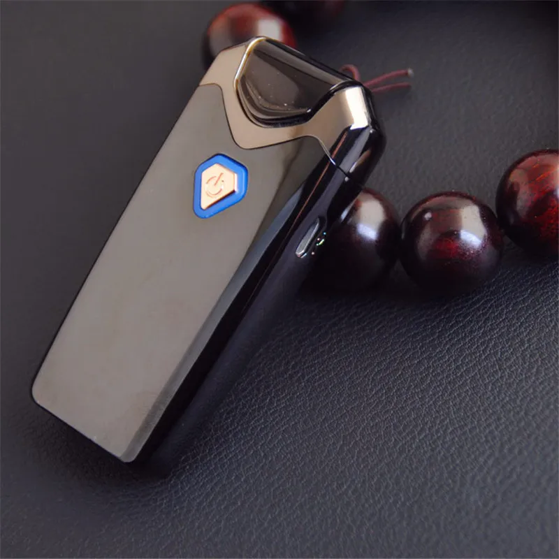 Ice Black New USB Thunder Lighter Rechargeable Electronic Lighter Cigarette Plasma Double Arc Palse Pulse Windproof Gadgets for Men Gift - Цвет: Ice Black