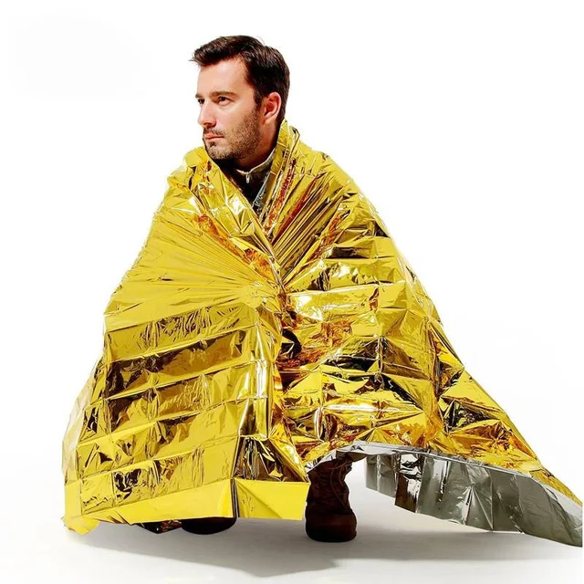 Tabanzhe 2PCS Emergency Survival Poncho- Foil Therma Blanket Set