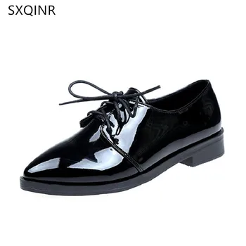 

Women Flats 2019 British Style Oxford Shoes Women Spring Oxfords Flat Heel Casual Shoes Fashion Pointed Toe Women Shoes