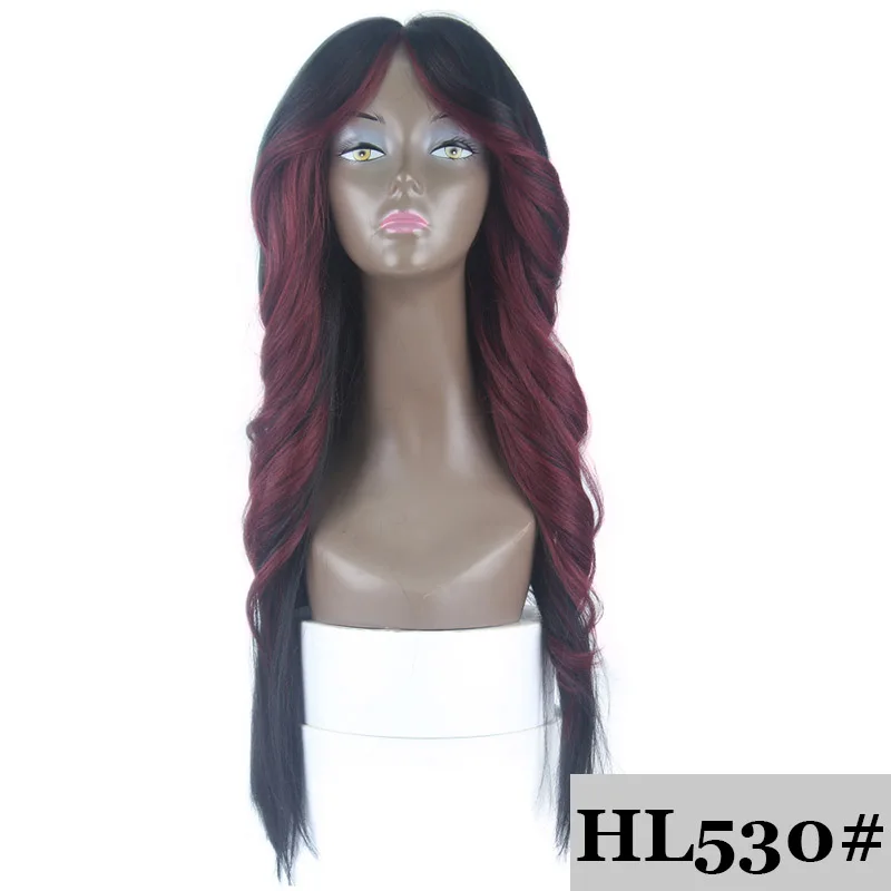 Redwine синтетические волосы парики для черных женщин боковая часть длинные прямые парики с челкой глубокие невидимые волосы парики - Цвет: HL530