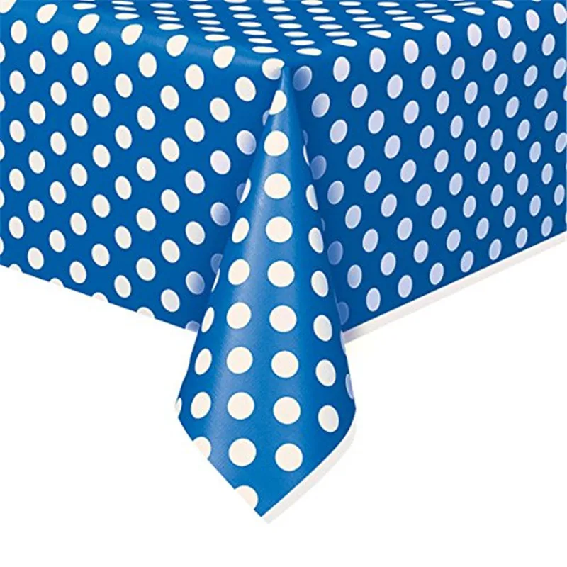 5pcs/ lot Candy Polka Dots Party Decoration Disposable Table Covers Birthday Table Cloth Wedding Colorful Plastic Tablecloth - Цвет: Blue