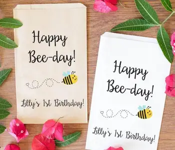 

custom Bee themed Kid's Birthday candy Buffet treat gift bar Petal Toss bags Baby Shower Bakery Cookie Favorpackets