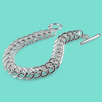 

Hip-hop style 925 sterling silver bracelet men's 12mm21cm cool solid silver jewelry silver bracelet men's charm ornaments
