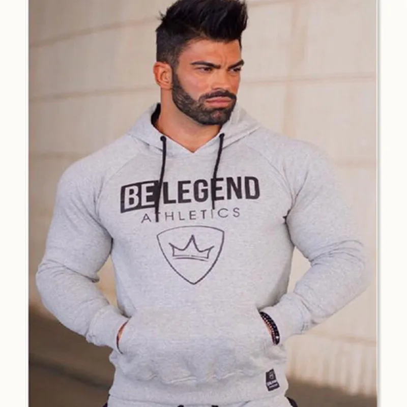 

2019 New Men Hoodies Gyms Fits Bodybuilding Sweatshirt Pullover Sportswear Male Workout Hooded Clothing