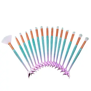 

15Pcs Gradient Mermaid Eye Makeup Brushes Kit Big Fan Eye Shadow Blending Eyebrow Eyeliner Lip Pro Cosmetic Brushes Tool
