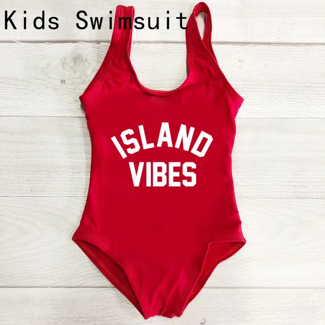 ISLAND VIBES Swimwear Women Sexy Swim suit Letter Print One piece Girls ...