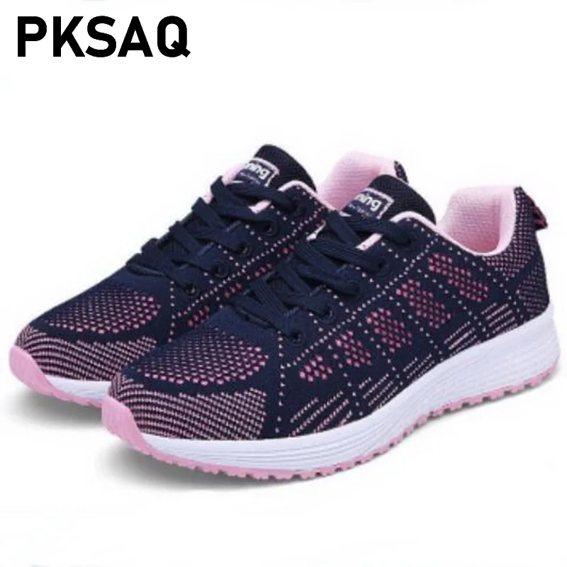 

Women Sneakers 2019 Fashion Breathable Walking Mesh Lace up Flat Shoes Ladies sport Tenis Feminino Women Casual Shoes