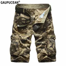 Мужские шорты Карго, камуфляжные, хлопок, карманы, военные, армейские, длина по колено, свободные, мужские,, зеленый, хаки, повседневные, мужские короткие штаны
