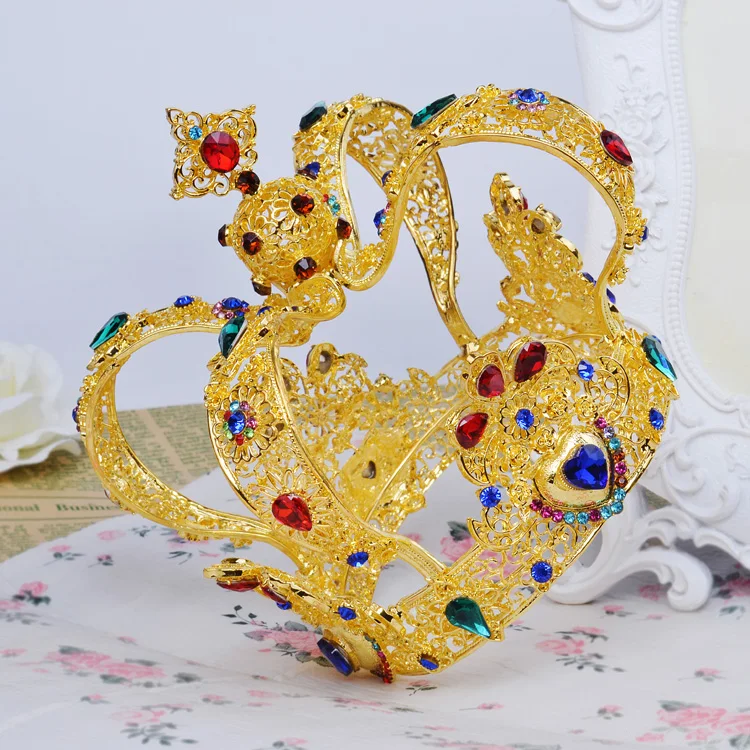 Medieval Coronation Baroque Retro Style Queen Crown Full Circle Round