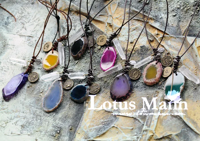 

Lotus Mann Natural agate string necklace 12 constellation summary necklace