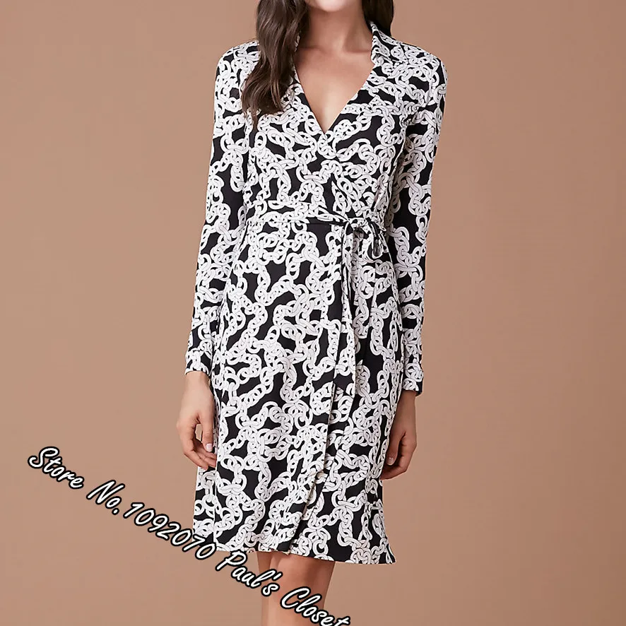 

Women Crawling Chain Small Black New Jeanne Two Silk Jersey Wrap Dress