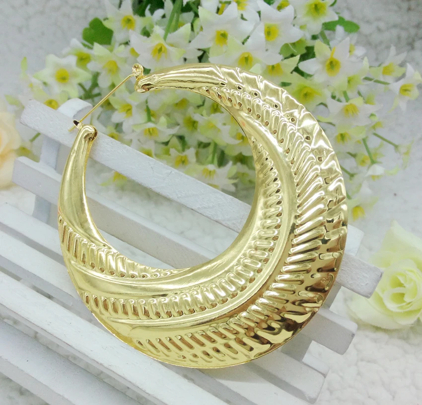 Серьги кольца женские из бамбука большие круглые ювелирные украшения в стиле хип
