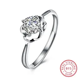 925 пробы 100% Серебряное кольцо Классические свадебные кольца ювелирные изделия кубический циркон кольца для женщин подружки невесты