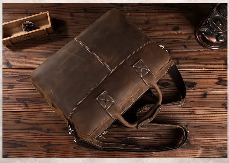 В стиле ретро из натуральной кожи Crazy Horse 15,6 дюймов коровьей сумки Crossbody ноутбука Портфели портфель сумка для человека LS-0179
