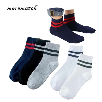 

Morematch 1 Pair Autumn Winter Men Ankle Sock Striped Cuffs Cotton Socks Sports Socks 5 Colors Optional