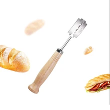 Деревянная ручка изогнутый резак для хлеба Европейский нож для хлеба с 4 шт. сменным лезвием