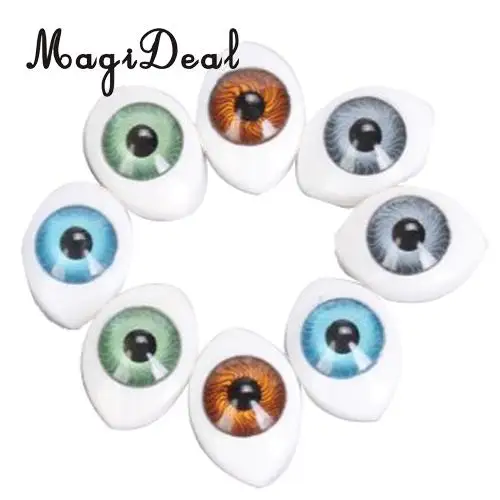 MagiDeal Plastic 4 Color 8Pcs Oval Hollow Back Plastic Eyes for Doll Mask Animal Puppets DIY Craft Toys 5mm