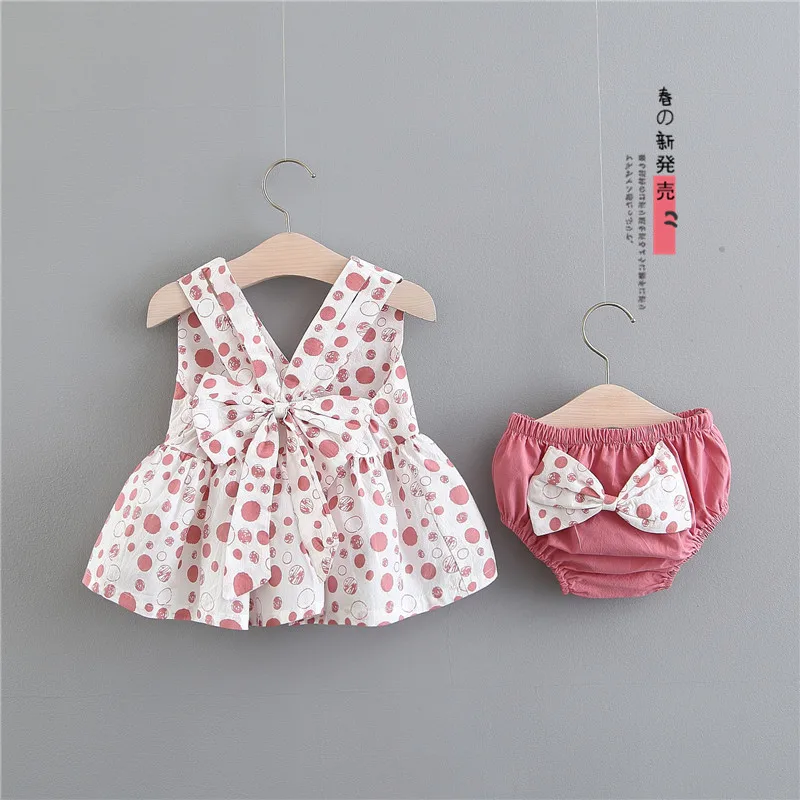 Новая детская одежда цветной бант сзади, в горошек, с Pp virgin, костюм, штаны без рукавов, шорты, 2 предмета, комплект одежды для новорожденных