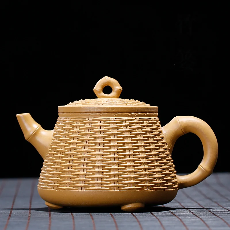 

PINNY 400ml YiXing Purple Clay Bamboo Raft Teapot Duan Mud Handmade Creative Kung Fu Tea Pot Purple Sand Crafts Retro Drinkware