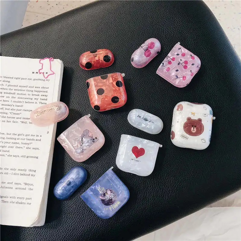 Cartoon Moon Dumbo Elephant Shell Pattern Case for Apple iPhone Headphone Airpods 1/2 Cover Bluetooth Wireless Earphone Box Bags