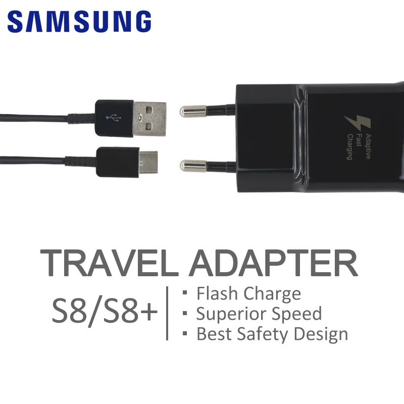 Samsung S8 S9 plus note9 Оригинальное быстрое зарядное устройство 9V1. 67A быстрый адаптер EU/US Note8 S9 S8 C5 C7 C9 pro 1,2/1,5 M usb type C кабель - Тип штекера: EU Charger-Cable