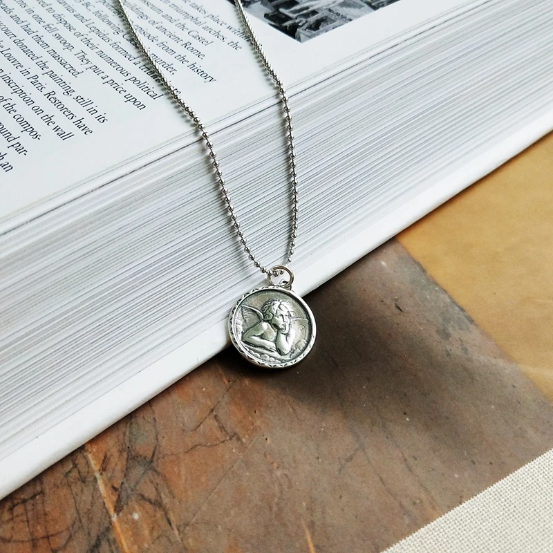 Quanlity 925 sterling silver guardian angel pendants necklace image figure design wild necklace for women fashion fine jewelry
