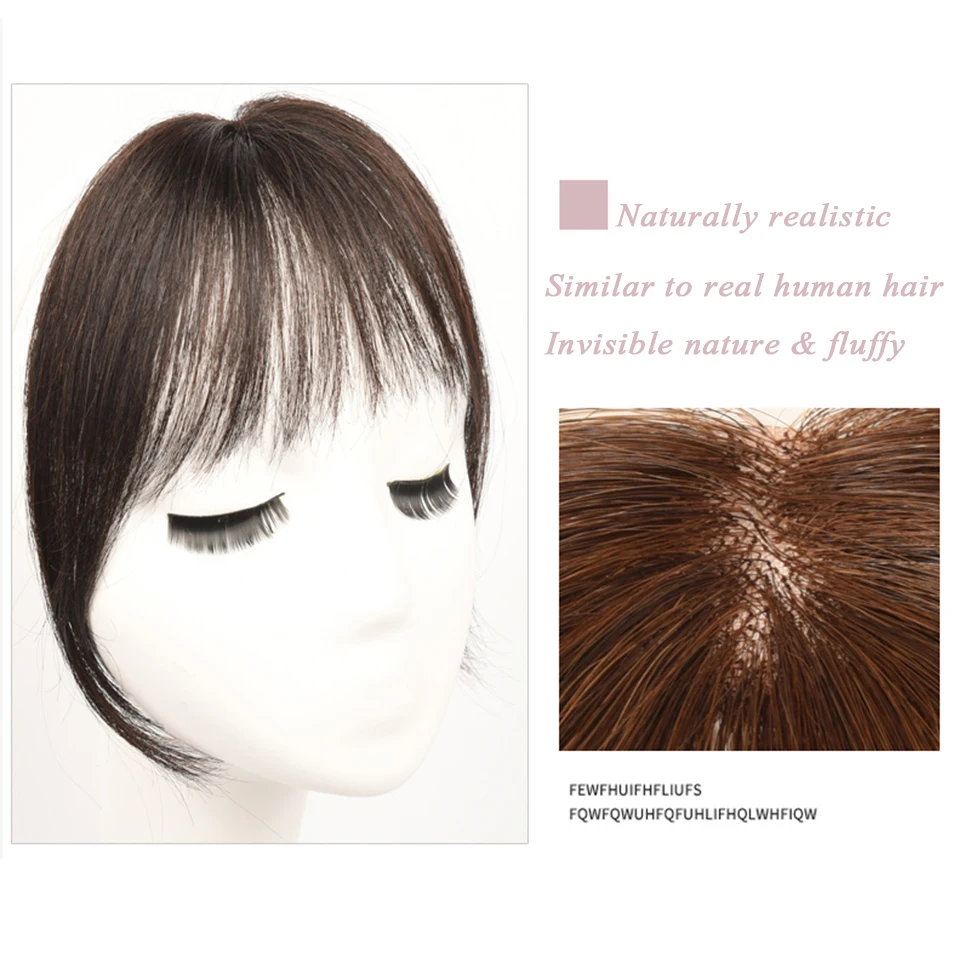 Воздушные челки бесшовные Невидимые волосы парик женский короткий жаростойкий синтетический натуральный пушистый похожий на настоящие человеческие поддельные волосы