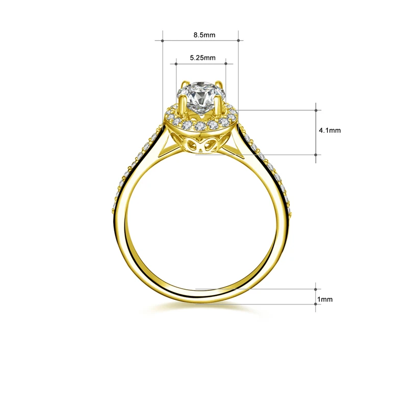 AINUOSHI 14K твердое белое/желтое золото круглый Halo Кольцо проложить Установка 0,5 ct круглая огранка SONA бриллиантовое Женское Обручальное Кольцо