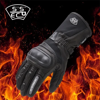 

SSPEC Winter Warm motorcycle gloves Waterproof Gloves Motorcycle Cycling Riding Black Luvas Leather Gloves protective moto glove