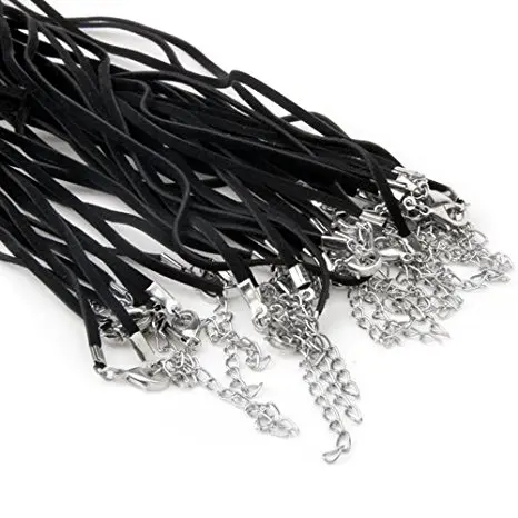 50 шт. кожаный шнур DIY ожерелье s С Застежками Омаров аксессуары модное черное ожерелье шнур для изготовления ювелирных изделий