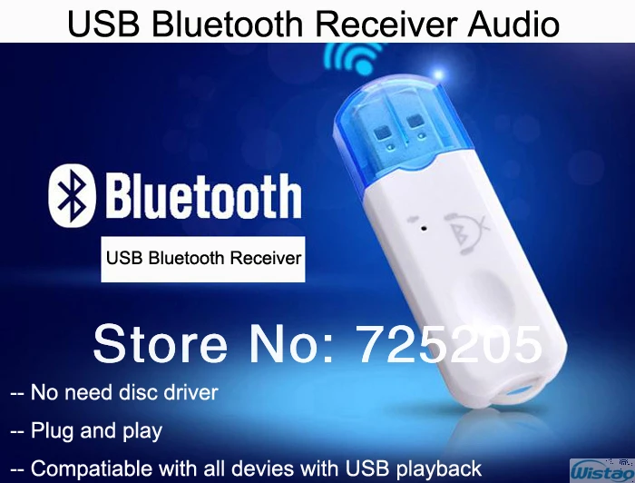 

Bluetooth Wireless Receiver USB Audio Receiver Stereo Bluetooth4.0 for USB Amplifier Speaker Music Converter White Free Shipping