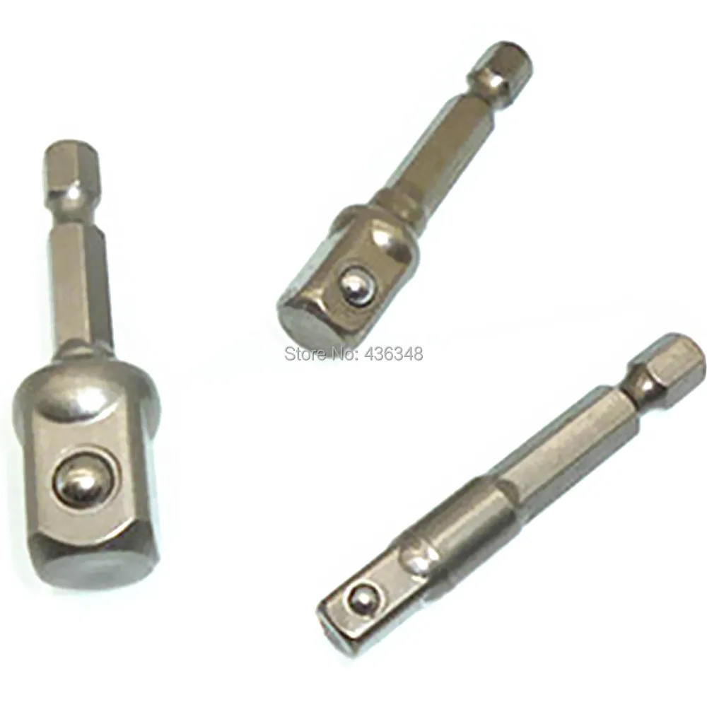 

3x Socket Adapter Hex Drill Socket Adaptor Hex Drive To 1/4" 3/8" 1/2" Square Drive Socket Adapter Power Drill Extension Bar Bit