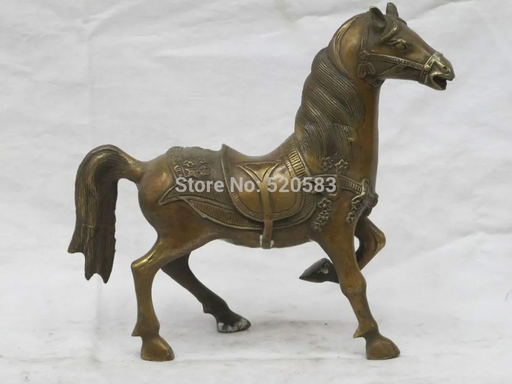 

11"Luckly Chinese pretty Bronze Raise your hoof gallop Horse animal statue