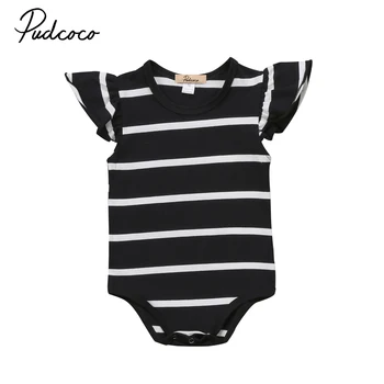 

Pudcoco Cute Baby Jumpsuit Newborn Girl Romper Toddler Infant Baby Girl Striped Romper Short Sleeve Jumpsuit Clothes Outfit