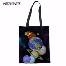 INSTANTARTS 3D планета печати белье Tote сумки Для женщин прочный складной сумки на плечо дамы Повседневное большой пляж ткань чехол
