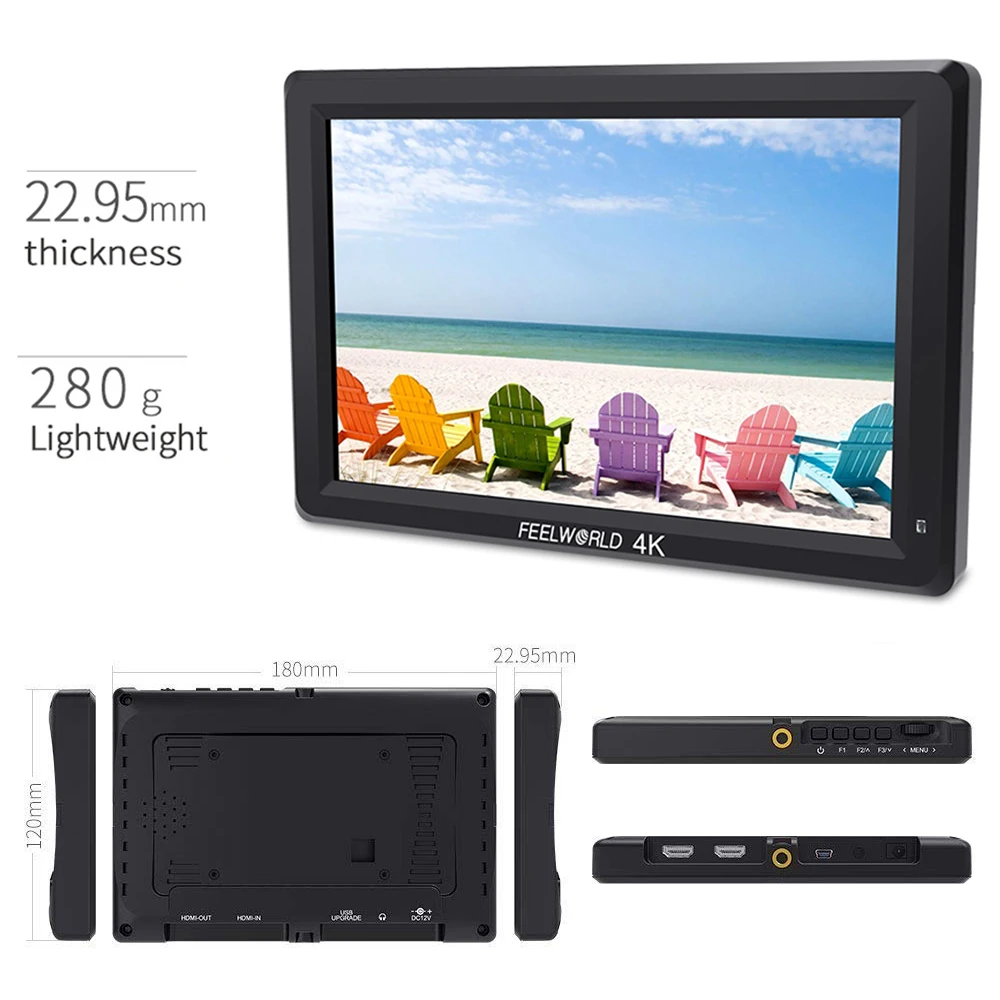 Feelworld T756 7 Inch On Camera Field Monitor DSLR 4K HDMI Full HD 1920x1200 LCD IPS Screen Portable External Display for Nikon