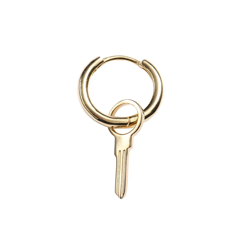 

Unique Key Shape 925 Sterling Silver Hoop Earrings
