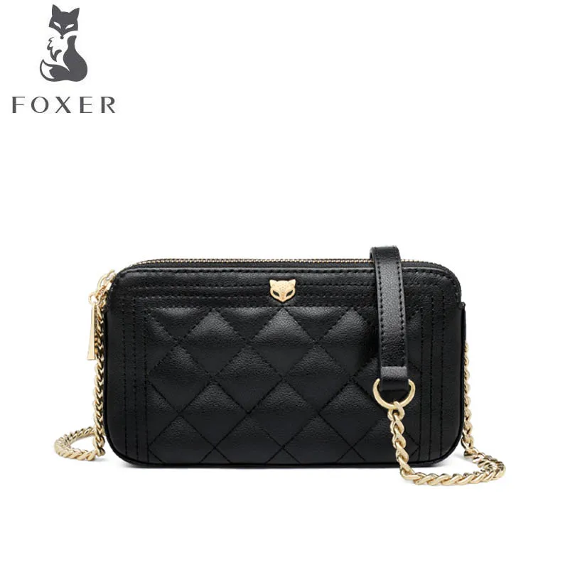 

FOXER brand bag female 2018 new chain bag autumn and winter mini rhombic bag Simple fairy bag small square package