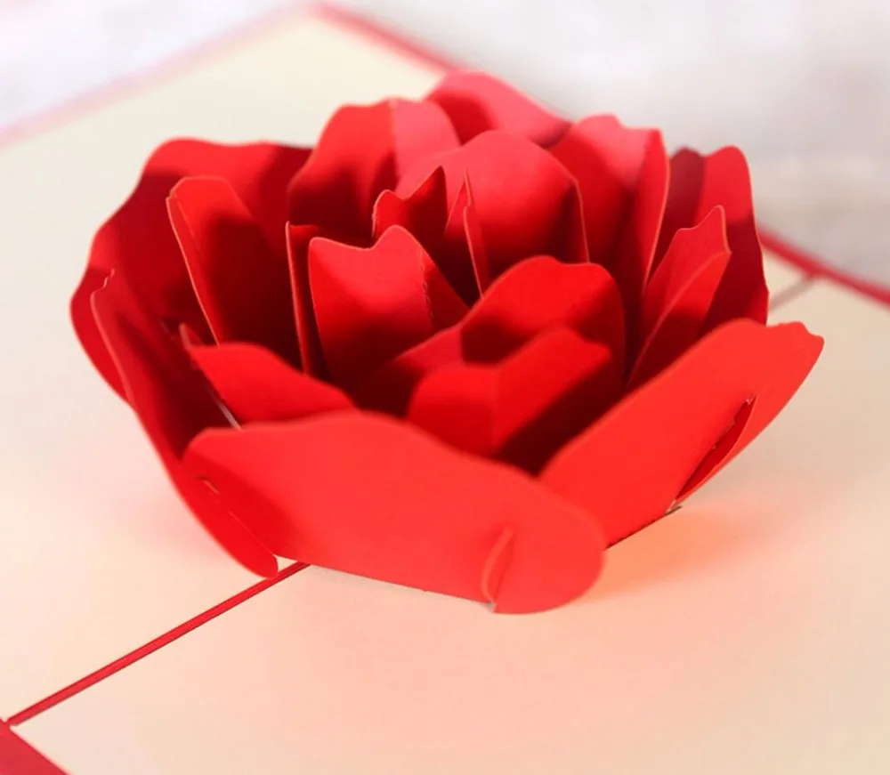 10 шт. 3d карты с красной розой и Киригами ручной работы оригами для свадебной