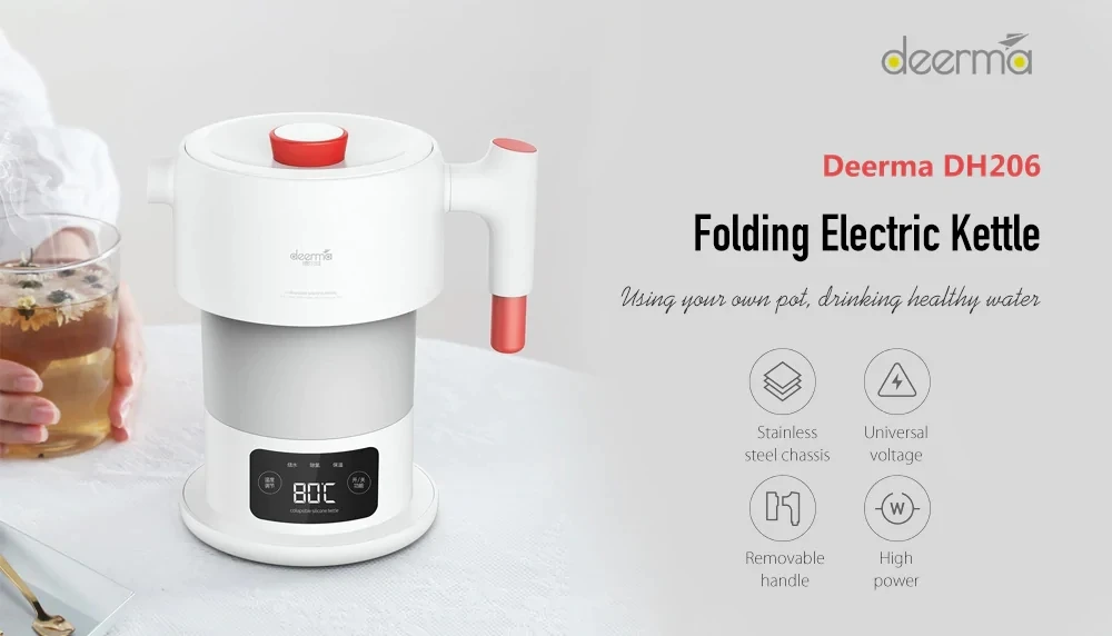 Горячая Xiaomi Deerma 0.6L сенсорный складной портативный Электрический чайник для воды ручной Электрический колба для воды горшок защита от автоматического отключения