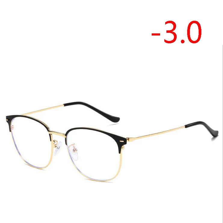 Классические металлические круглые оправы близорукие очки для мужчин и женщин 1,56 асферические линзы очки по рецепту-0,5-1,0 до-4,0 - Цвет оправы: Myopia 300