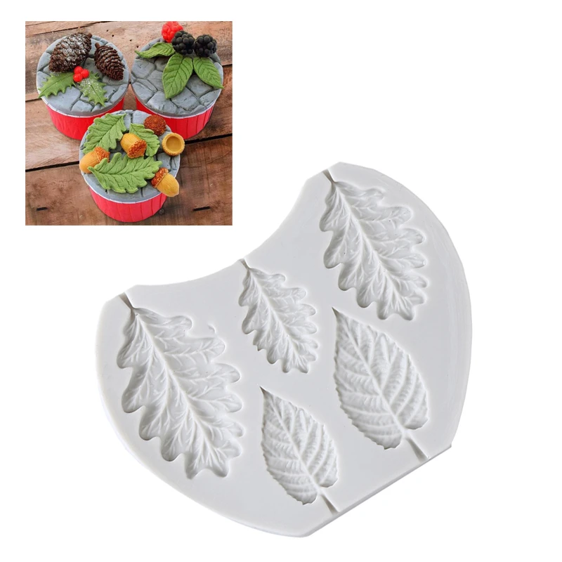Oak Leaves Silicone Mould Fondant Cake Mold Cake Decorating Tools Nuts