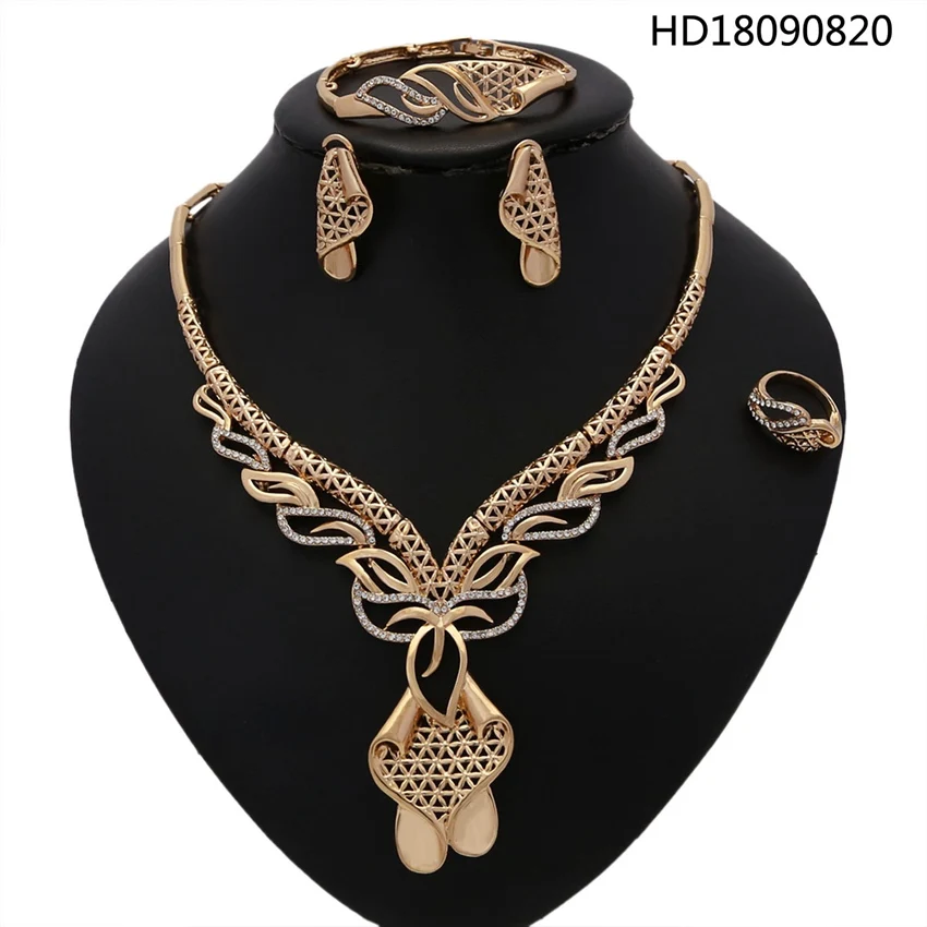 

YULAILI Fashion African Beads Jewelry Set Exquisite Gold-color Nigerian Woman Wedding Ladies Party Accessories