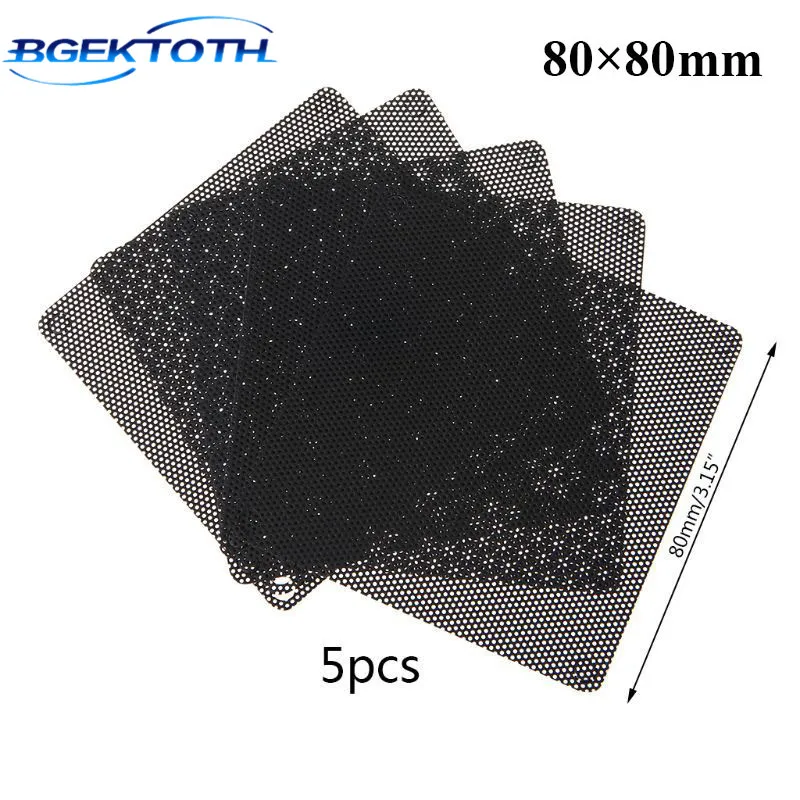 

5Pcs/set 80*80mm PVC Fan Dust Filter PC Dustproof Case Cuttable Computer Mesh Black dropshipping