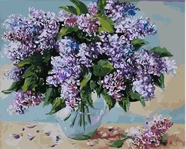 

MaHuaf-W285 Lilac flowers DIY oil painting by numbers Hand Painted Framed Acrylic Picture coloring by numbers on canvas