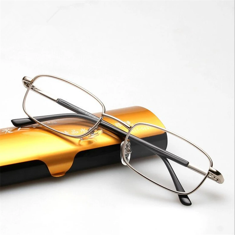 

2019 High Quality Full Metal Silver Frame Clear Lenses Reading Glasses Diopter Glasses Woman Men Bifocal Presbyopia with Case